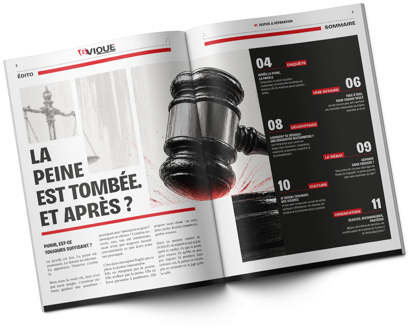 Aperçu d'un numéro 6VIQUE ouvert